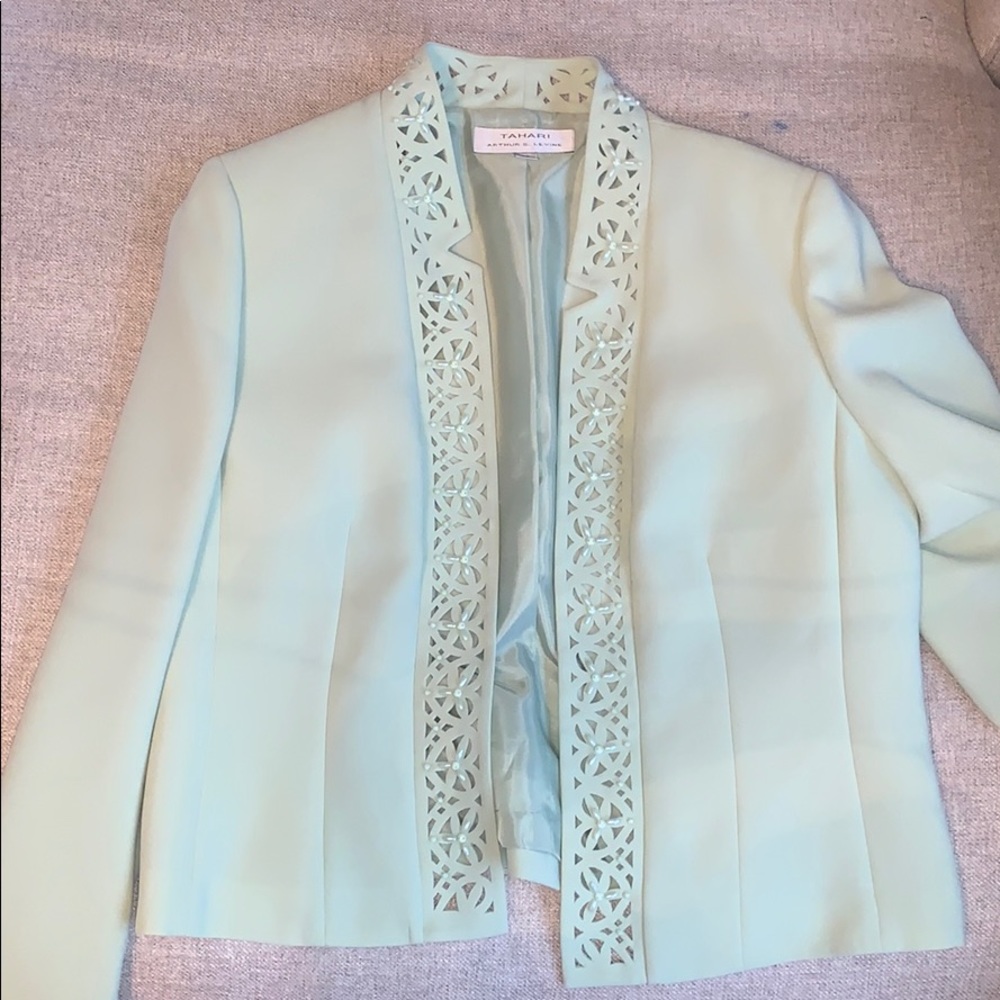 Light Green Tahari Beaded Jacket